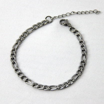 Silver 4.5mm Figaro Chain Bracelet or Anklet For Men or Women - Bracelet - Boutique Wear RENN