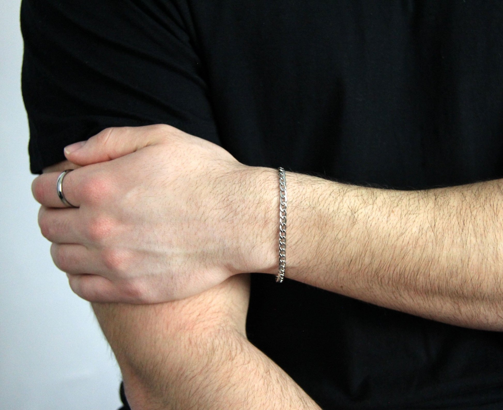 Silver 4mm Curb Chain Bracelet or Anklet For Men or Women - Bracelet - Boutique Wear RENN