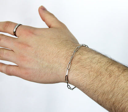 Silver 4mm Paperclip Link Chain Bracelet or Anklet For Men or Women - Bracelet - Boutique Wear RENN