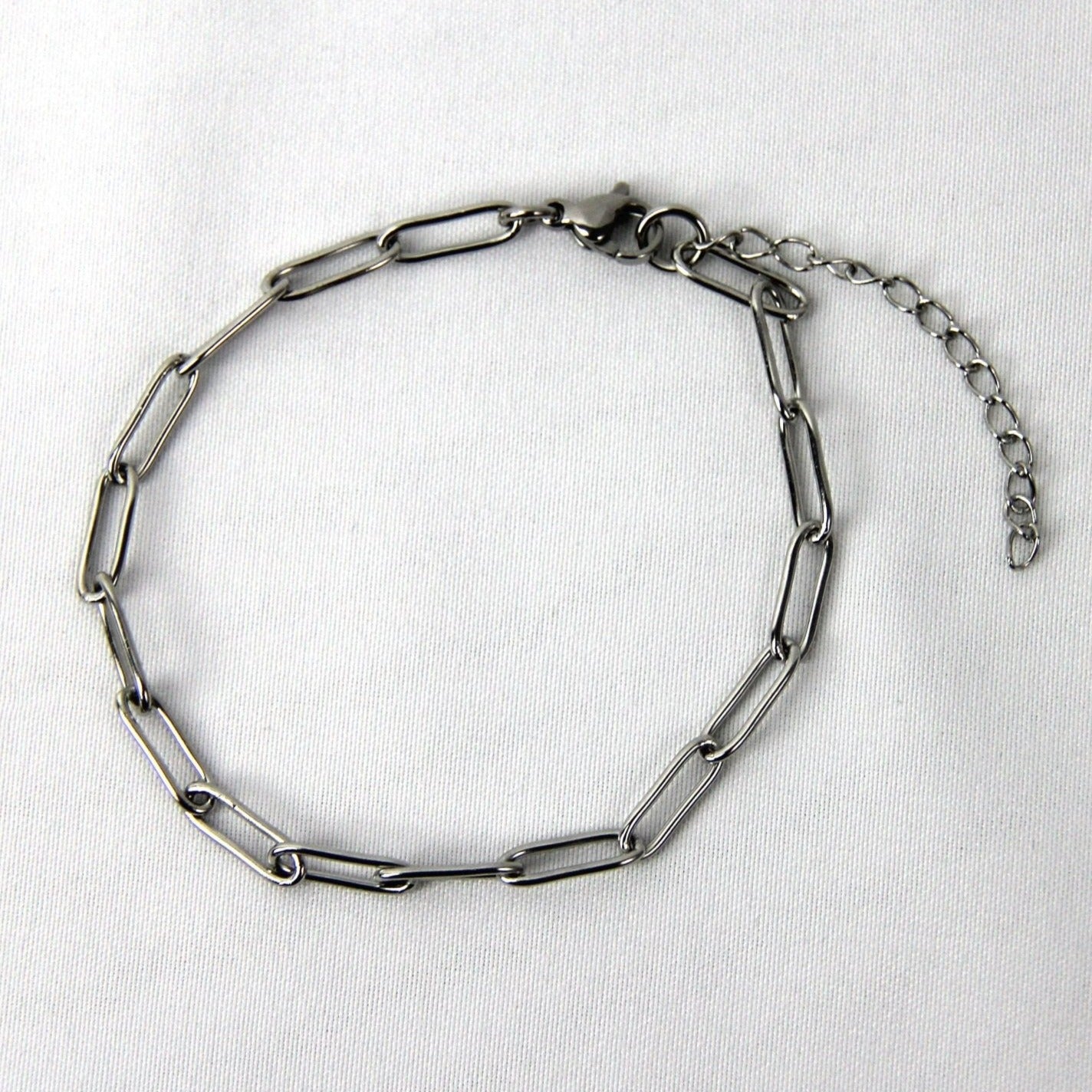 Silver 4mm Paperclip Link Chain Bracelet or Anklet For Men or Women - Bracelet - Boutique Wear RENN