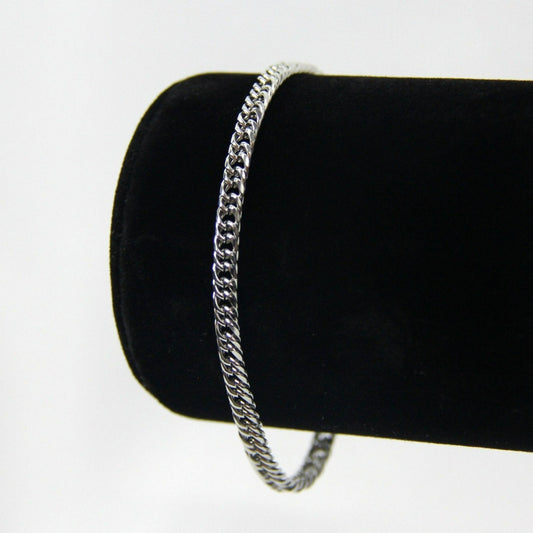 Silver 4mm Twisted Curb Chain Bracelet or Anklet For Men or Women - Bracelet - Boutique Wear RENN