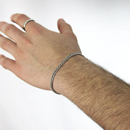 Silver 4mm Twisted Curb Chain Bracelet or Anklet For Men or Women - Bracelet - Boutique Wear RENN