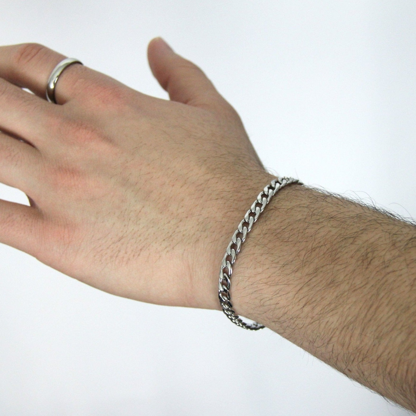 Men's Silver Curb Chain Bracelet
