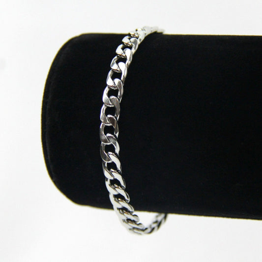 Silver 6mm Curb Chain Bracelet or Anklet For Men or Women - Bracelet - Boutique Wear RENN