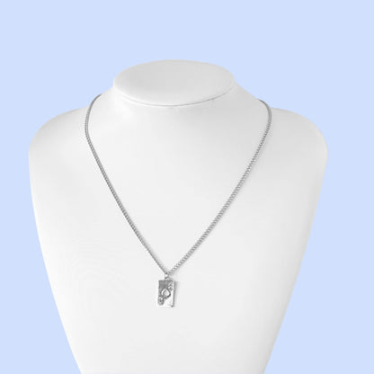 Silver Ace Of Spade Playing Card Pendant Necklace Curb Chain For Men or Women - Necklace - Boutique Wear RENN