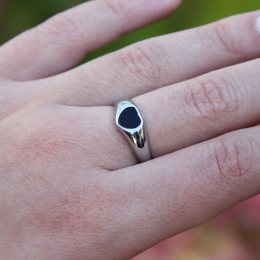 Silver Black or White Heart Ring For Women - Ring - Boutique Wear RENN
