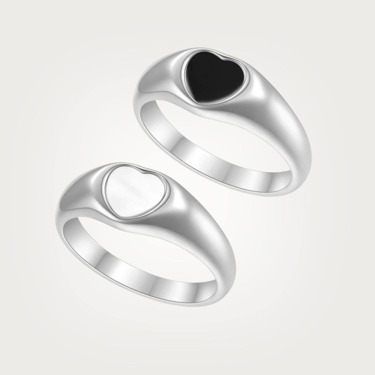 Silver Black or White Heart Ring For Women - Ring - Boutique Wear RENN