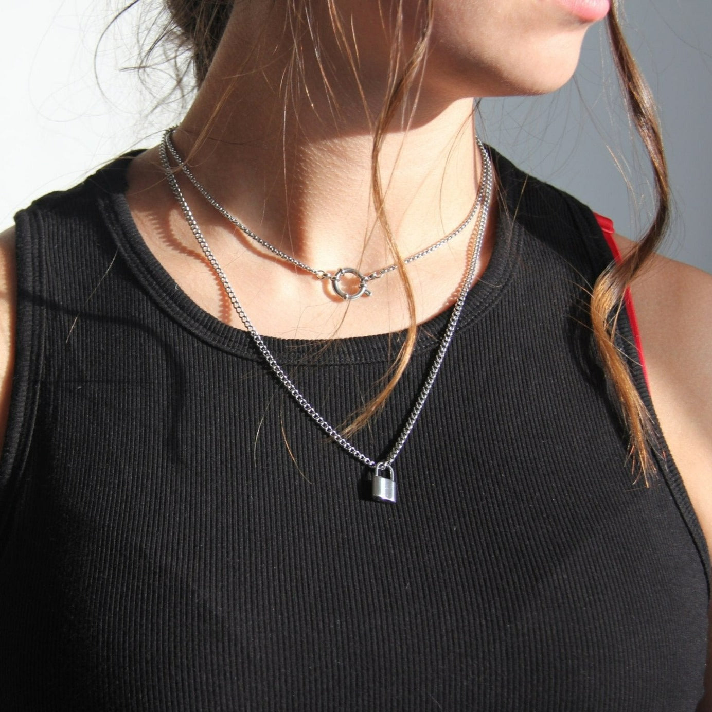 Silver Front Clasp Box Chain Minimalist Necklace For Women or Men -  Boutique Wear RENN