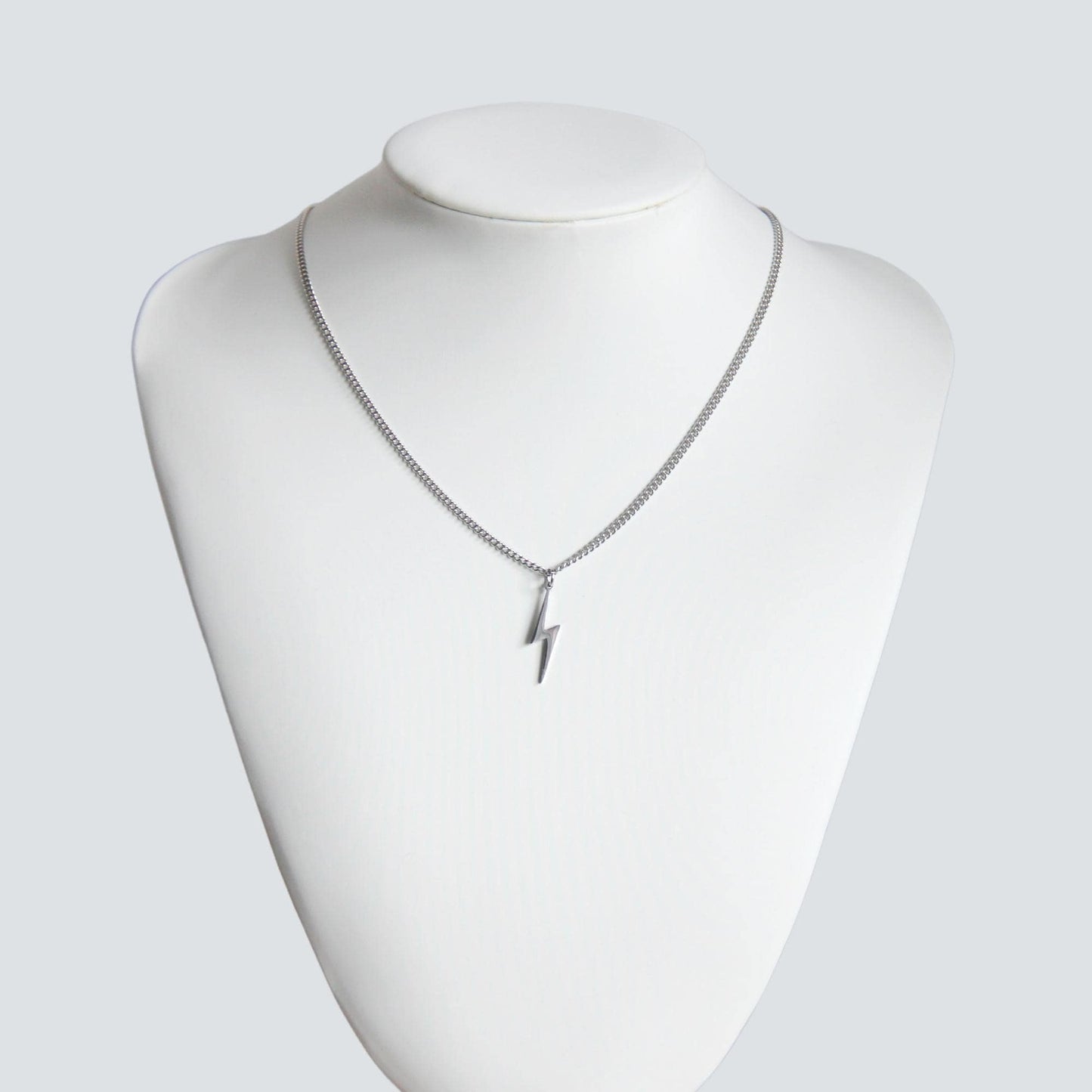 Silver Lightning Bolt Pendant Necklace For Men or Women - Necklace - Boutique Wear RENN