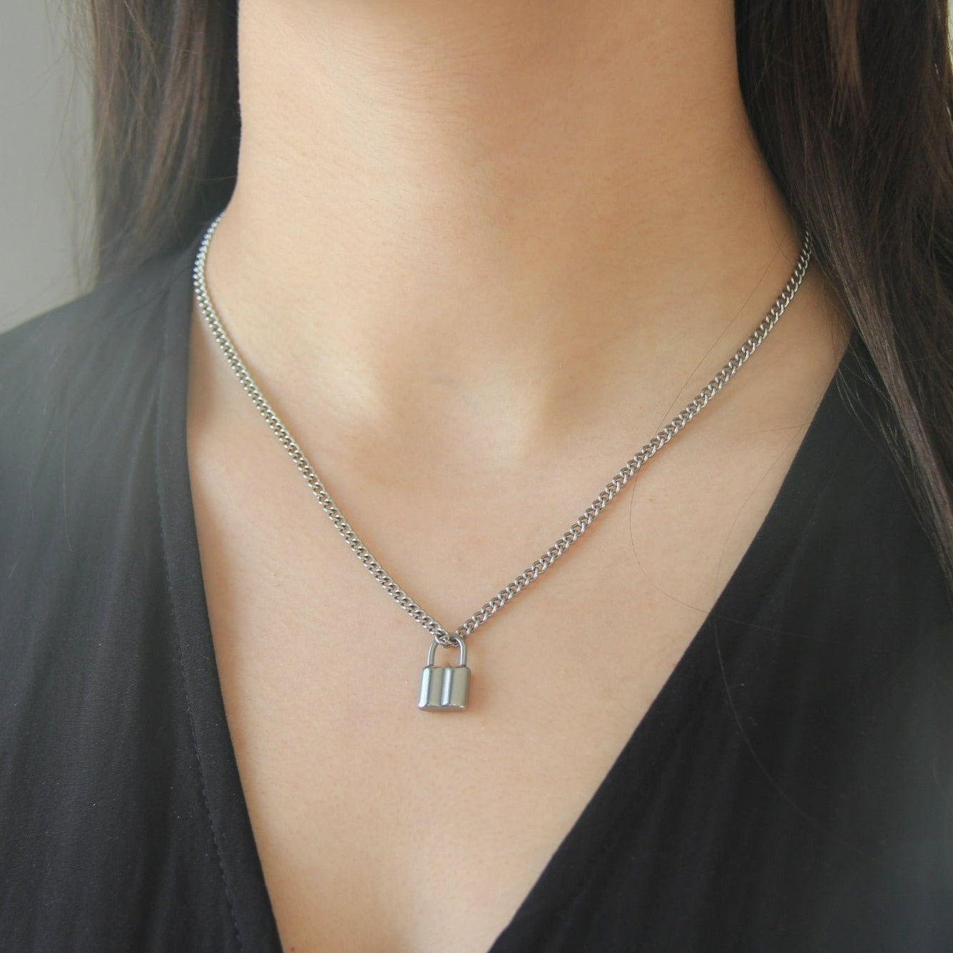 Silver Lock Pendant Necklace For Men or Women - Boutique Wear RENN