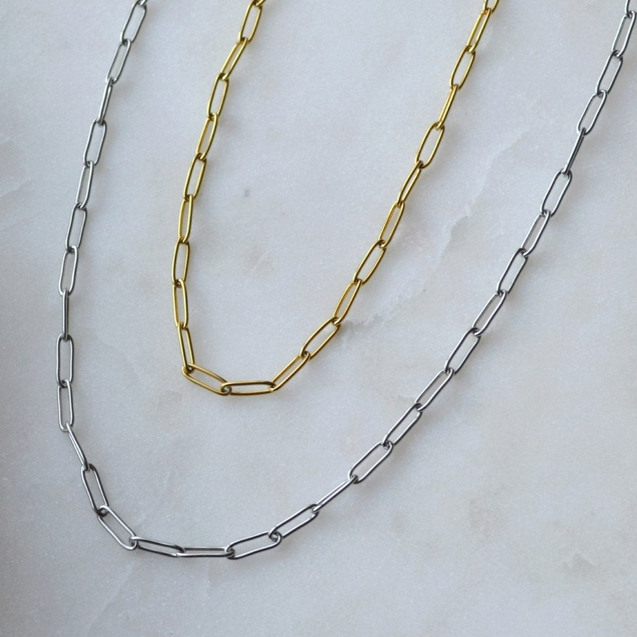Silver or Gold 4mm Paperclip Link Chain Necklace For Women or Men - Necklace - Boutique Wear RENN