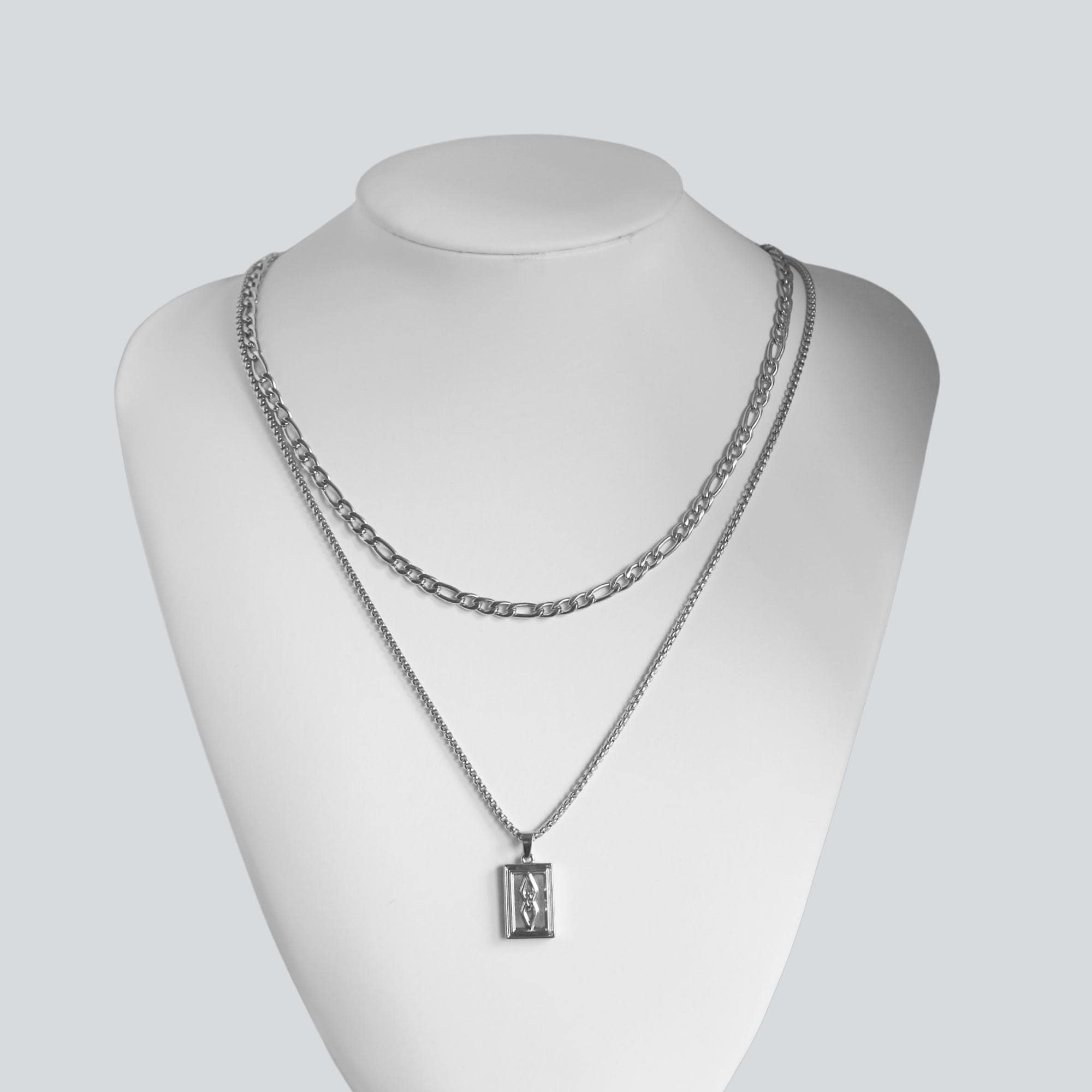 Mens silver on sale chain set