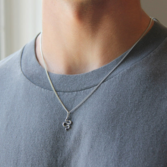 Silver Snake Pendant Necklace For Men or Women - Necklace - Boutique Wear RENN