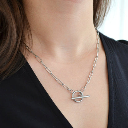 Silver Toggle Necklace 4mm Paperclip Chain For Men or Women - Necklace - Boutique Wear RENN