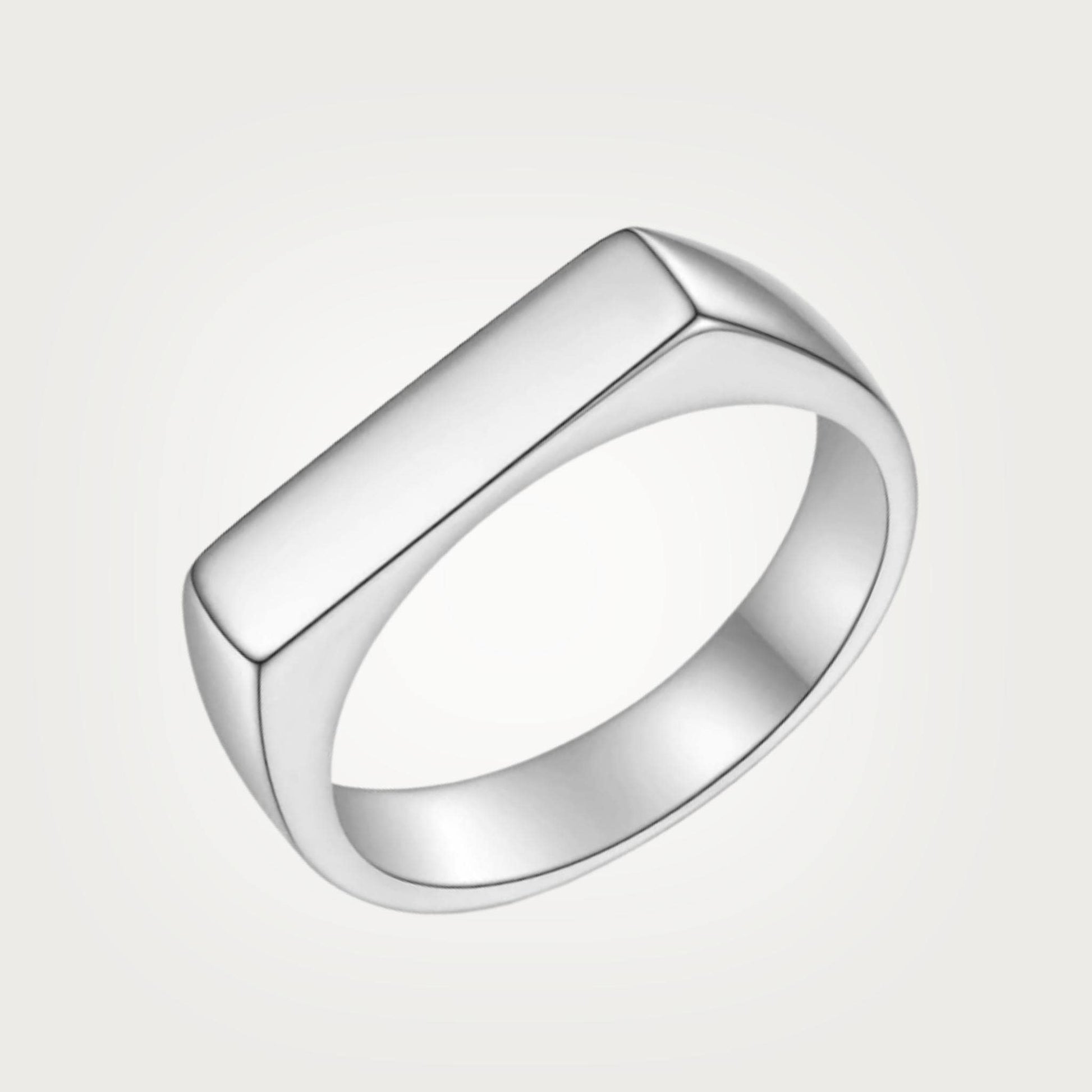 Simple Silver Rectangle Signet Ring For Women or Men - Ring - Boutique Wear RENN