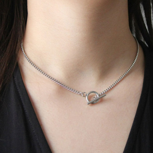 Simple Silver Toggle Necklace For Women or Men - Necklace - Boutique Wear RENN
