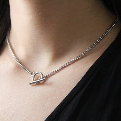 Simple Silver Toggle Necklace For Women or Men - Necklace - Boutique Wear RENN